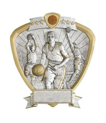 Shield Basketball Resin Male, Gold / Pewter, 8