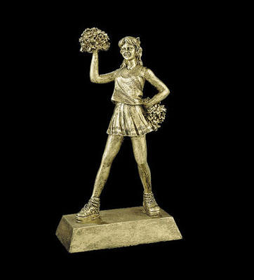 Cheerleader Resin Figure Large, Gold, 10 1/2