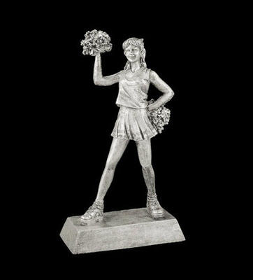 Cheerleader Resin Figure Large, Pewter, 10 1/2